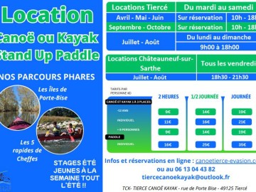 Location canoe kayak paddle Tiercé Canoe Kayak
